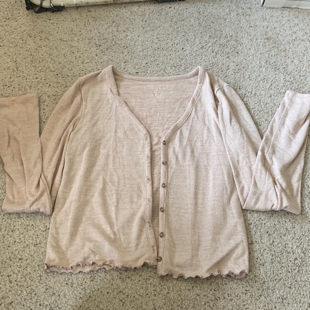 SOFT light pink button up cardigan